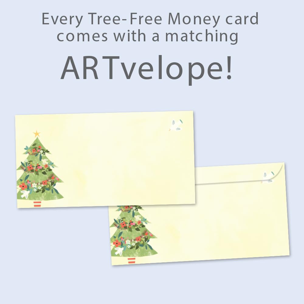 Tree-Free Greetings - Christmas Money Holder Card - Artful Designs - 1 Money Holder Greeting Card + Matching Envelope - Made in USA - 100% Recycled Paper - 3.7 x 7 - Believe in Magic (ZO70090)