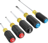 Klein Tools 80031C 5-Piece Color-Coded Screwdriver Set, Precision Tips, Cushion Grip, Made in USA, Home Improvement, 2 Slotted, 2 Phillips, 1 Square