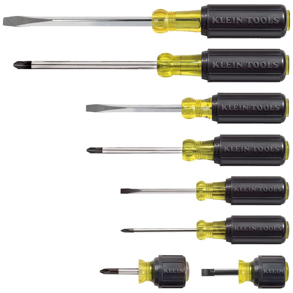 Klein Tools 85076 Screwdriver Set, Made in USA, Slotted and Phillips Screwdrivers with Non-Slip Cushion-Grip Handles and Tip-Ident, 7-Piece