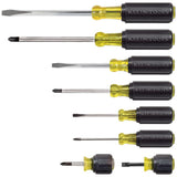 Klein Tools 85076 Screwdriver Set, Made in USA, Slotted and Phillips Screwdrivers with Non-Slip Cushion-Grip Handles and Tip-Ident, 7-Piece