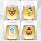 Set of 4 Shatterproof CUSTOM 16 oz Plastic Wine Glasses MADE in the USA (CHRISTMAS NUTCRAKERS)