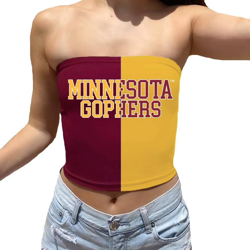 Lojobands Women's Tailgate Outfit College Two Tone Color Block Tube Top Made in USA One Size Fits Most