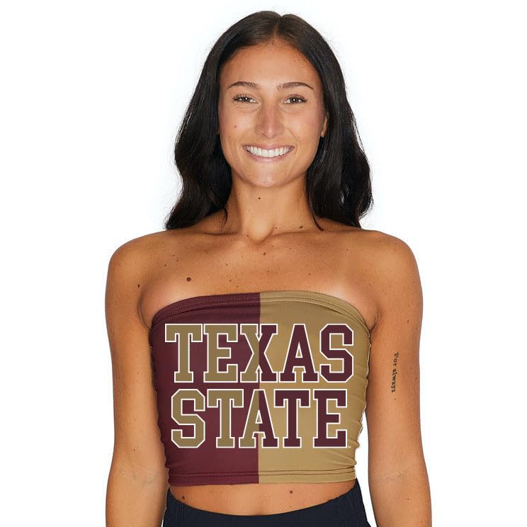 Lojobands Women's Tailgate Outfit College Two Tone Color Block Tube Top Made in USA One Size Fits Most