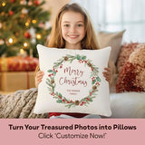 Fabric Textile Products Custom Pillow - USA Made - Christmas Throw Pillows - Personalized Pillows - Christmas Pillow - Personalized Gift - Grandparent & Couples Gifts - Holiday Decor (16"x16")