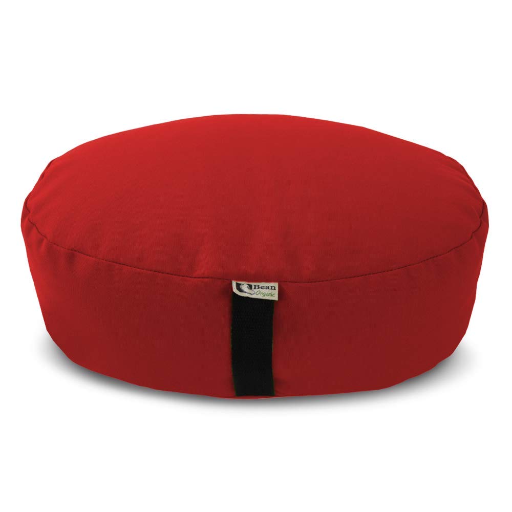 Bean's ZAFU - Meditation Floor Cushion - Round Earth Cotton Zen Yoga Pillow - Tibetan Style for Mindful Kneeling Prayer Seat - Made in USA - US Organic Buckwheat Hulls - Comfort Calm Contemplate