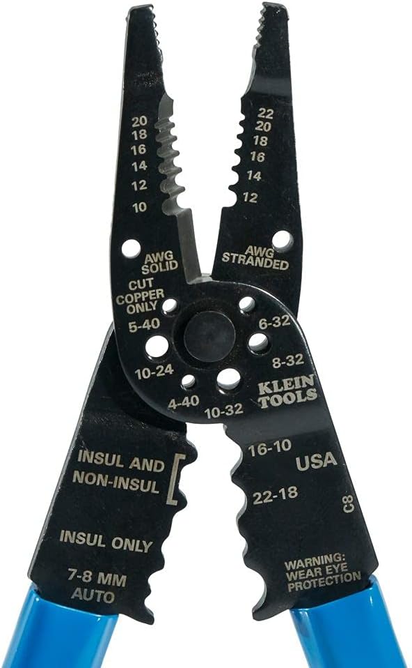 Klein Tools 1010 Multi Tool Long Nose Wire Cutter, Made in USA, Wire Crimper, Stripper and Bolt Cutter Multi-Purpose Electrician Tool, 8-Inch Long