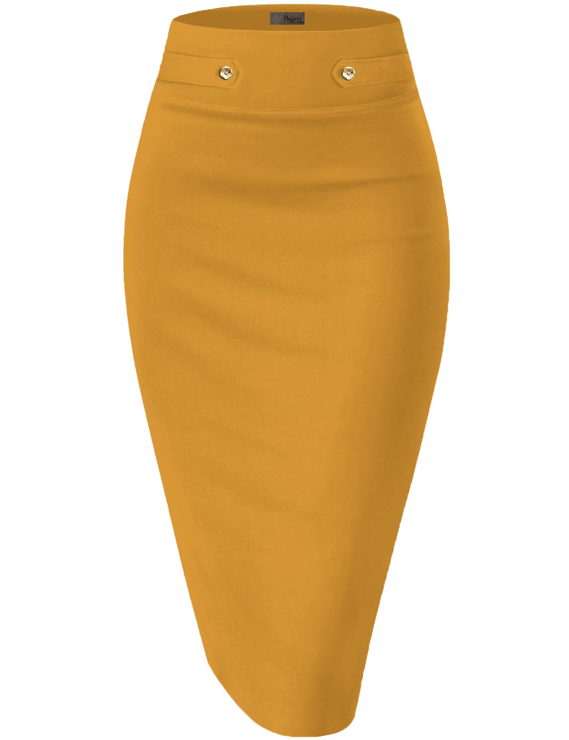 Hybrid & Company Womens Pencil Skirt Premium Nylon Ponte Stretch Office Made in The USA Below Knee