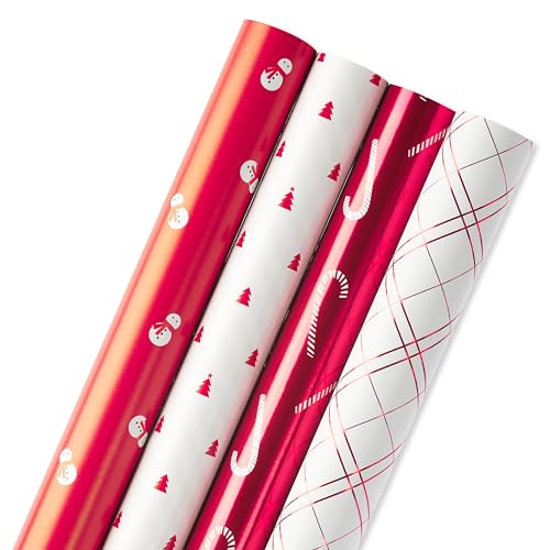 American Greetings 120 sq. ft. Pink Christmas Wrapping Paper Set, Red and Pink (4 Rolls 30 in. x 12 ft., 7 Bows, 30 Gift Tags)