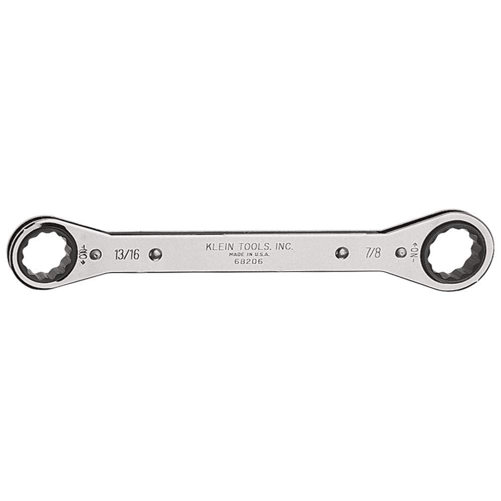 Klein Tools 68200 Ratcheting Box Wrench, Made in USA, 1/4-Inch x 5/16-Inch with Reverse Ratcheting and Chrome Plated Finish