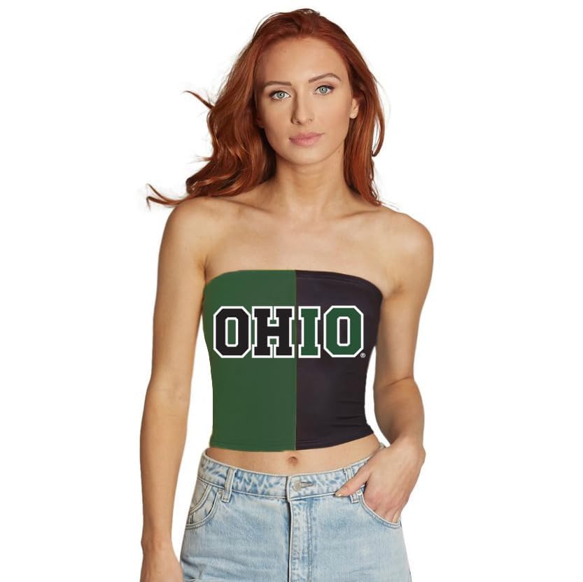 Lojobands Women's Tailgate Outfit College Two Tone Color Block Tube Top Made in USA One Size Fits Most