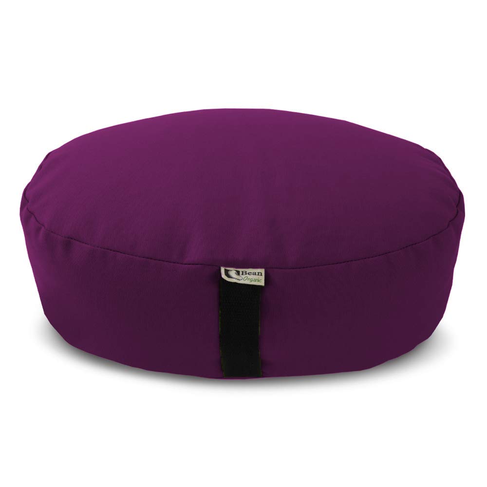 Bean's ZAFU - Meditation Floor Cushion - Round Earth Cotton Zen Yoga Pillow - Tibetan Style for Mindful Kneeling Prayer Seat - Made in USA - US Organic Buckwheat Hulls - Comfort Calm Contemplate