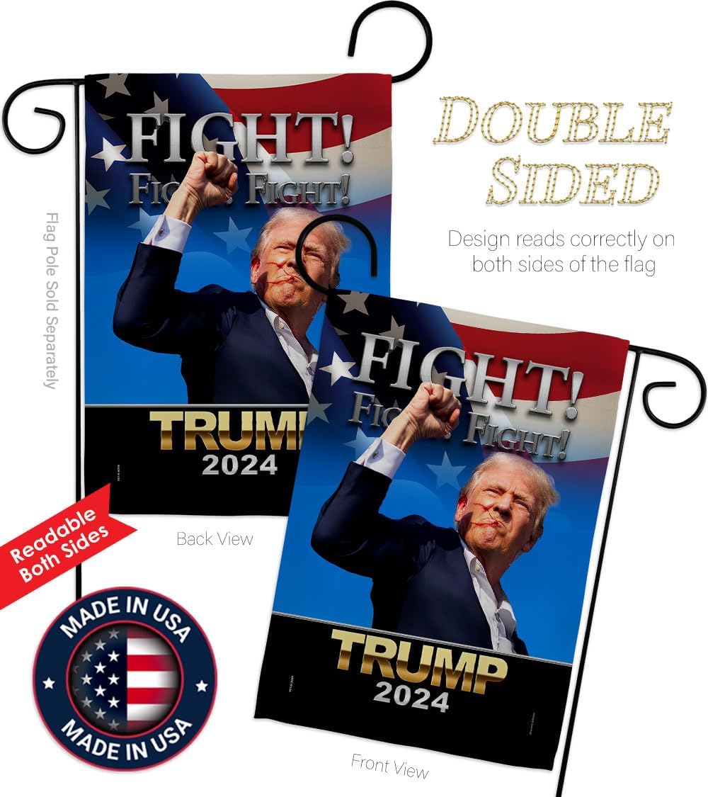 Fight for Trump Flag 2 Pcs Pack Yard Sign Wall Home Tapestry Patio Poster Rally Shooting 2024 Door Banner Porch Outdoor House Patriotic Decorations, Republican Gifts Made in USA