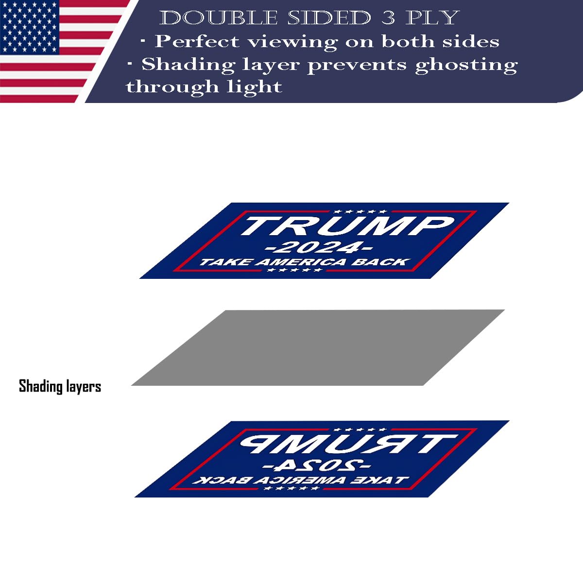 Double Sided Red Trump 2024 Flag 3x5 Made in USA Outdoor Heavy Duty 3 Ply Polyester Trump Take America Back Flag with White Starting Tape and 2 Brass Grommets