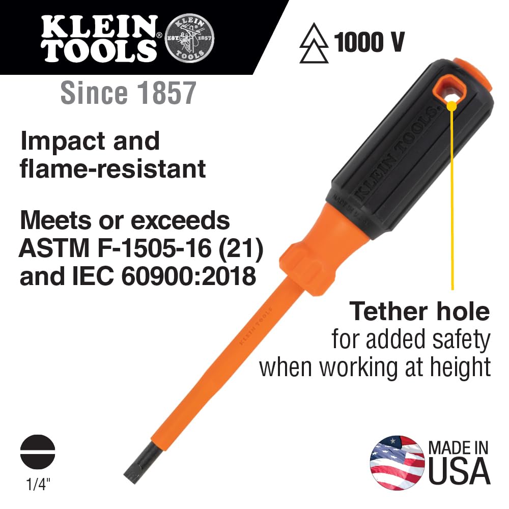 Klein Tools 85073INS Insulated Screwdriver Set features 1000V Phillips, Slotted and Square Tips, Cushion Grip Handles, 3-Piece