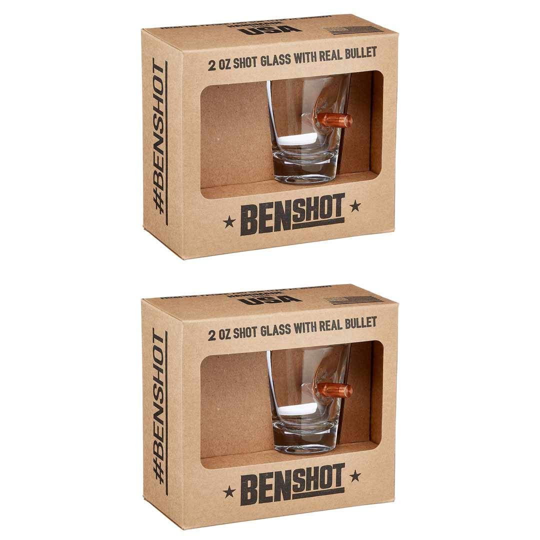 BenShot Shot Glass with Real .308 Bullet - 2oz | Made in the USA [Set of 2]