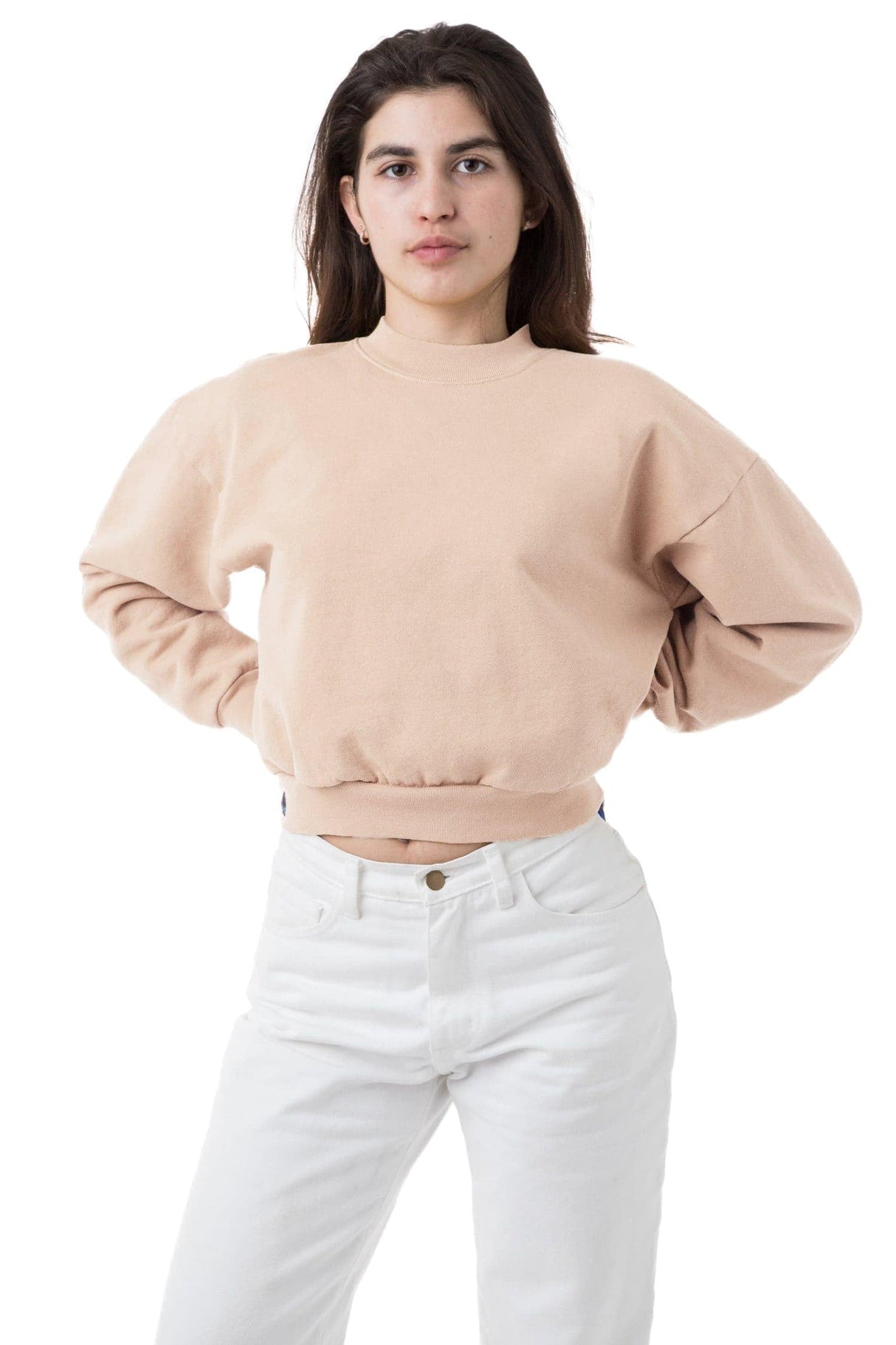 Los Angeles Apparel Heavy Fleece Cropped Mock Neck Pullover (Garment Dye)