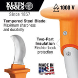 Klein Tools 1580-3 Skinning Knife, Made in USA, Ergonomic Handle With Oversized Ring, 2-Inch Fixed Klein Kurve Blade