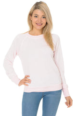 YURO-K Women's Premium Long Sleeve Crew Neck Vintage Raglan Sweatshirt Pullover X-Small - X-Large