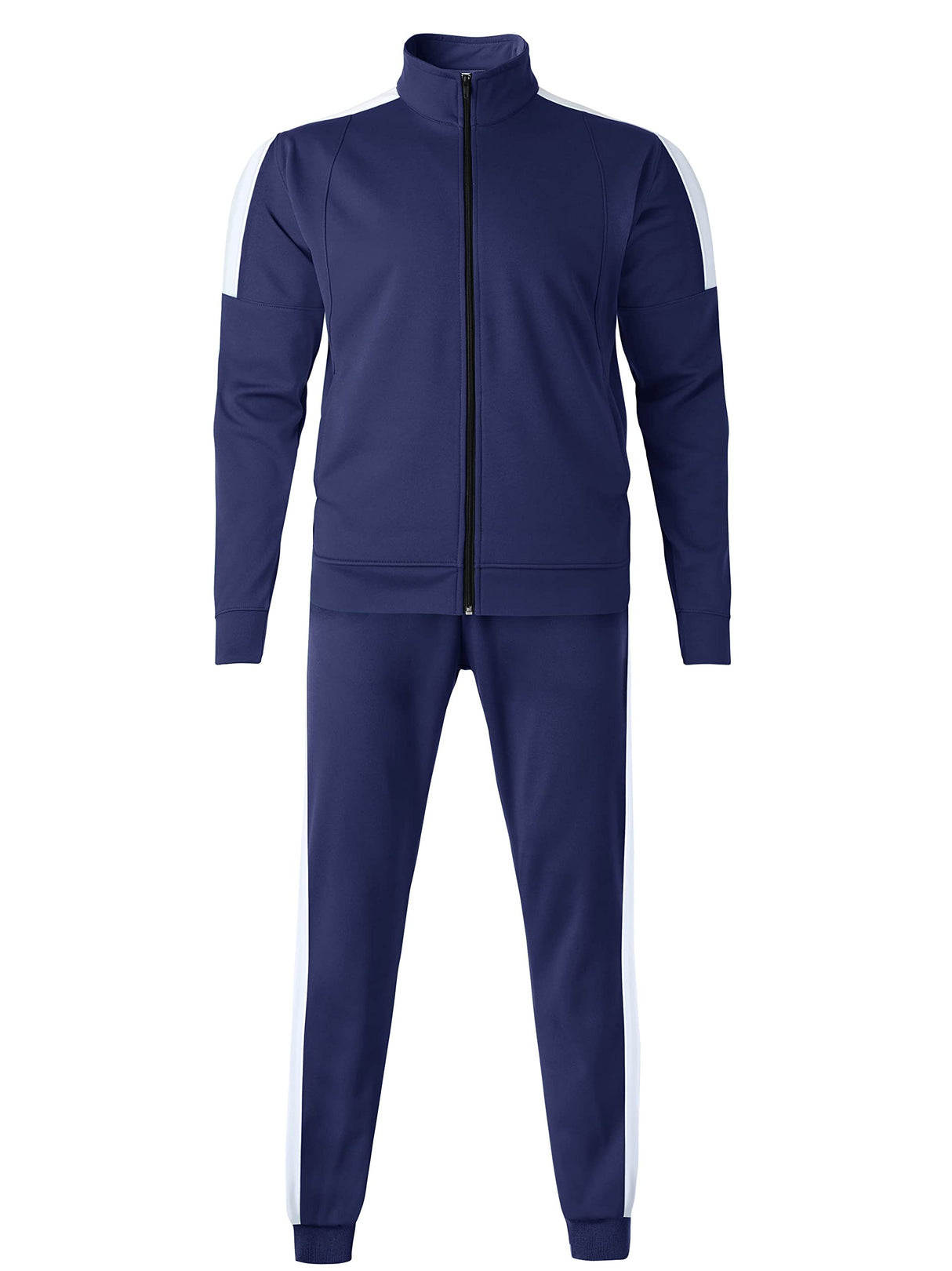 Hat and Beyond Mens Made in USA Premium Track Jacket & Pants Striped Sweatsuit Athletic Casual Essentials Gym