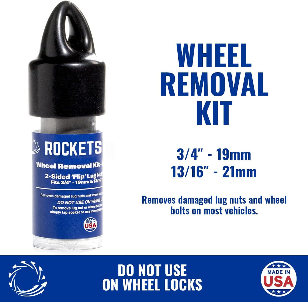 | 2-Sided ½” Drive Bolt Lug Nut Extractor Socket | RAZORGRIP Technology Extract Damaged Frozen Rusted Rounded-Off Lug Nuts and Wheel Bolts | Fit Standard Vehicles | Made in USA Steel