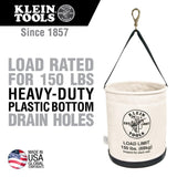 Klein Tools 5109SLR Canvas Bucket, All-Purpose Tool Bucket with Plastic Bottom with Drain Holes, Work Bucket is Load Rated Up to 150-Pounds