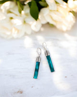 Recycled Antique Bottle and Dishware and Sterling Silver Bottoms Up Lever Back Earrings (Vintage Mason Jar)