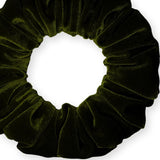 Velvet Scrunchies Jumbo Size Plush Big Ponytail Holders Thick Braided Locked Hair Big Made in the USA Green Pine