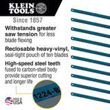 Klein Tools 1232BI-P Hacksaw Blades, Bi-Metal Replacement Blades 32 TPI, 12-Inch, 10-Pack, Made in USA
