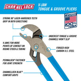 Channellock 442 Tongue and Groove Pliers, 12 In, Black, Blue, Silver