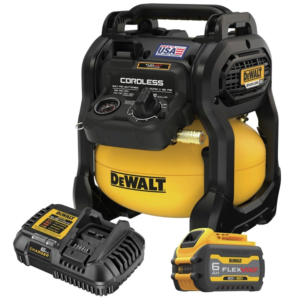 DEWALT 20V MAX* Portable Cordless Air Compressor Kit, 2.5 Gallons, 140 PSI, Brushless with Battery & Charger (DCC2520T1)