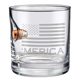 BenShot 'Merica Rocks Glass with Real 0.45ACP Bullet - 11oz | Made in the USA