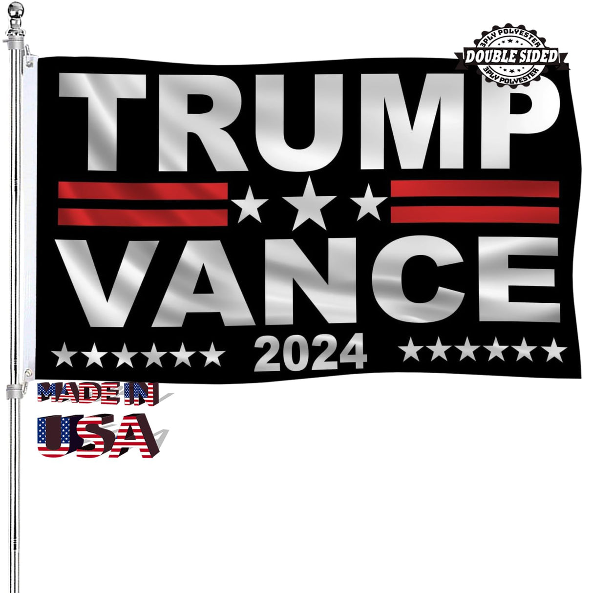 Trump Vance Flag 2024 Outdoor 3x5 Ft Double Sided Blue Trump Vance for President Flag Banner Made in USA Heavy Duty 3 Ply Thick Polyester Material with 2 Metal Grommets