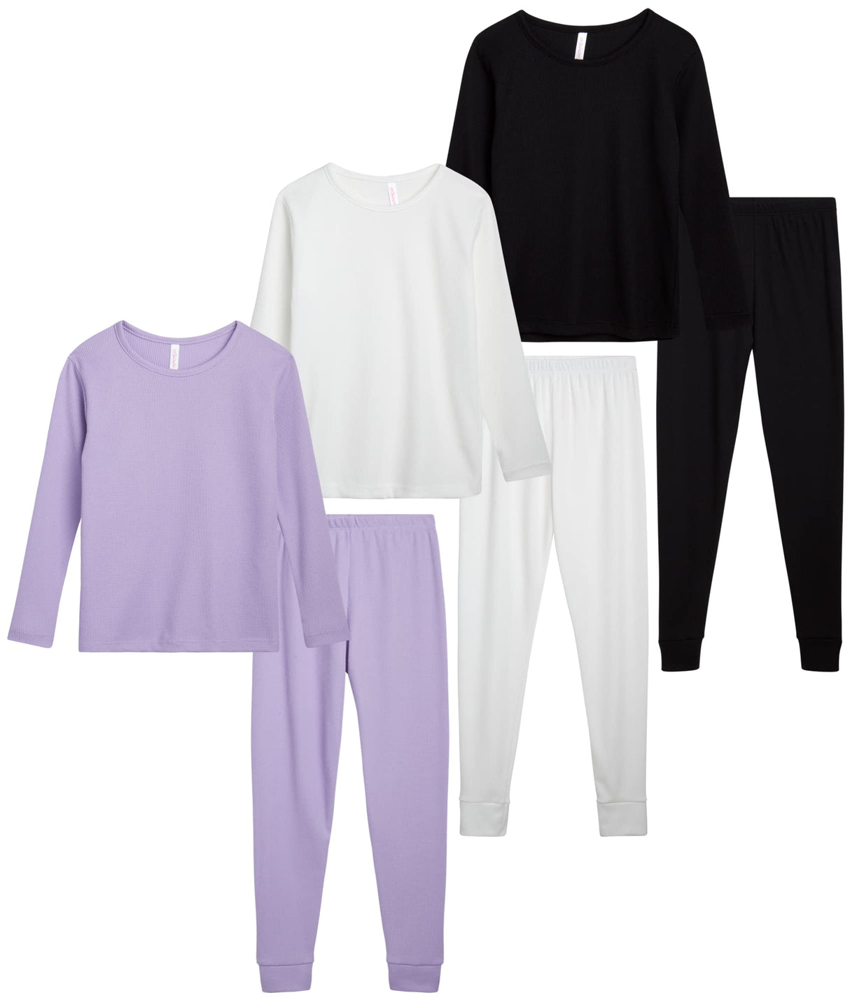 Sweet Hearts Girls' Thermal Underwear Set - 6 Piece Waffle Knit Top and Long Johns Base Layer Set: Made in USA (2T-16)