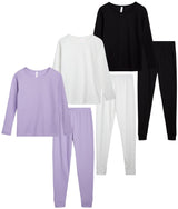 Sweet Hearts Girls' Thermal Underwear Set - 6 Piece Waffle Knit Top and Long Johns Base Layer Set: Made in USA (2T-16)