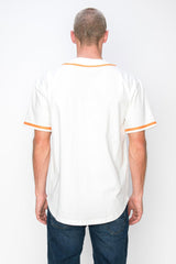 YURO-K Men's Cotton White Color Baseball Jersey with Piping/Made in Los Angeles