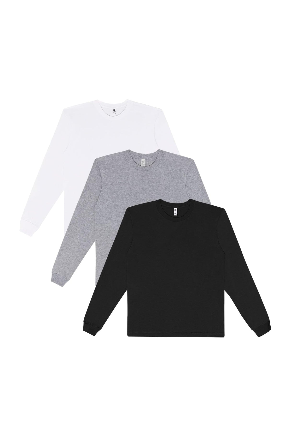 Los Angeles Apparel 3 Pack Fine Jersey Long Sleeve Crew Neck T-Shirt