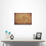 Push Pin World Map Board - With Push Pins to Mark World Travel - Handmade in Ohio, USA - Design: Golden Aged (48" x 32")