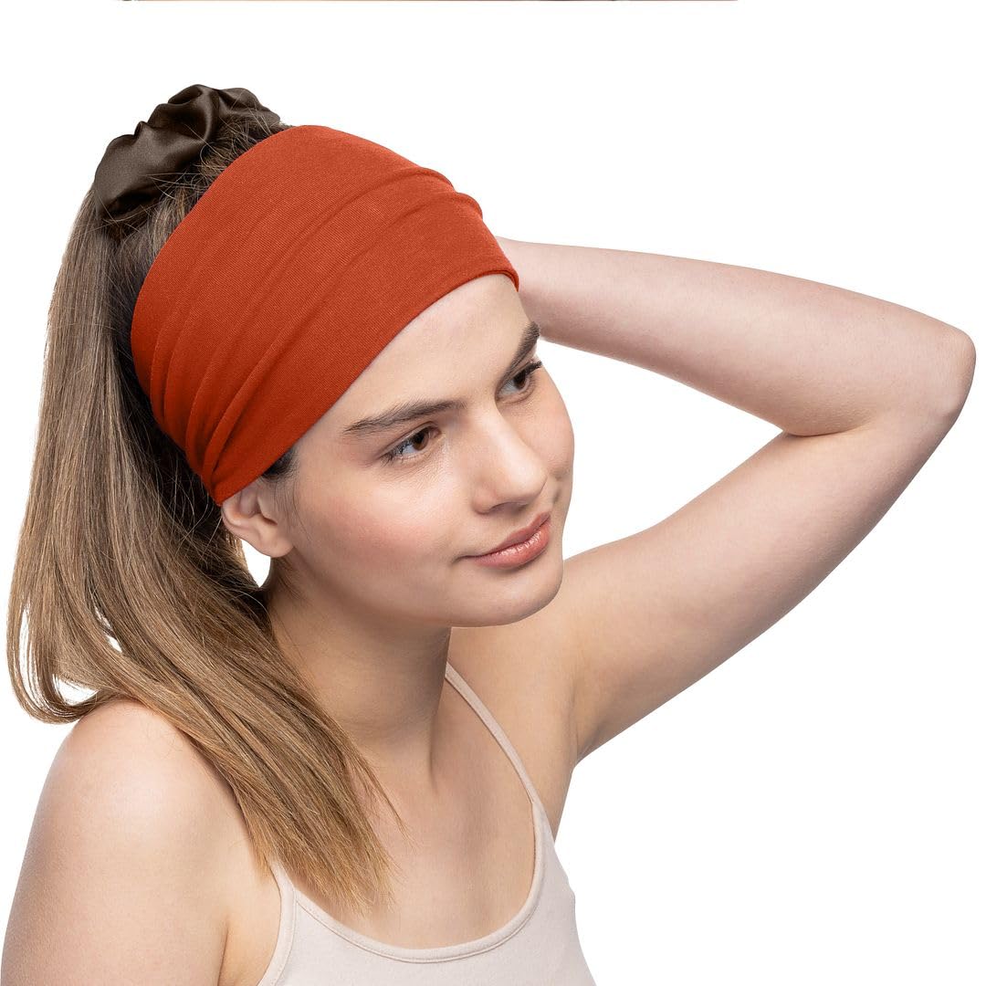 Women's Cotton Headbands Sweatbands 5" Wide Sports Fitness Yoga Fashion Made in USA