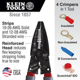Klein Tools 1019 Klein Kurve Wire Stripper / Crimper / Cutter for B and IDC Connectors, Made in USA, Terminals, More