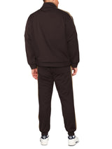 Hat and Beyond Mens Premium USA Made Striped Track Suit Athletic Casual Running Workout Sweat Suit Combo Track Jacket & Pant