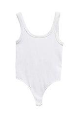 NIKIBIKI Women Seamless Ribbed Scoop Neck & Back Bodysuit, Made in U.S.A, One Size