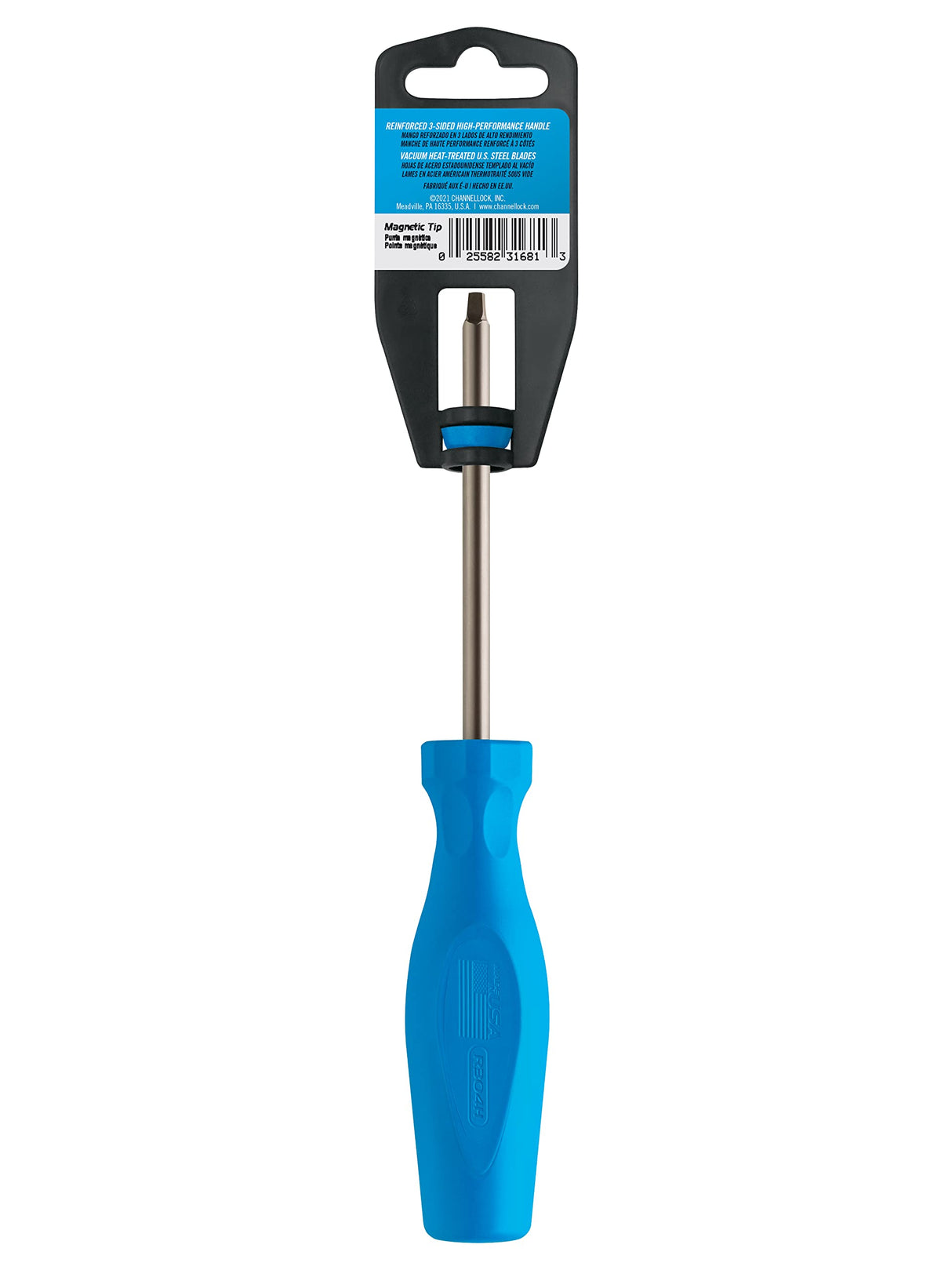 CHANNELLOCK R030H #0 x 3-inch Professional Square Recess Screwdriver, Magnetic Tip, Made in USA, Molded Tri-Lobe Grip