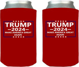 Trump Red Make America Great Again MAGA Flag Neoprene Collapsible Beer Can Bottle Beverage Cooler Sleeves 2 Pack