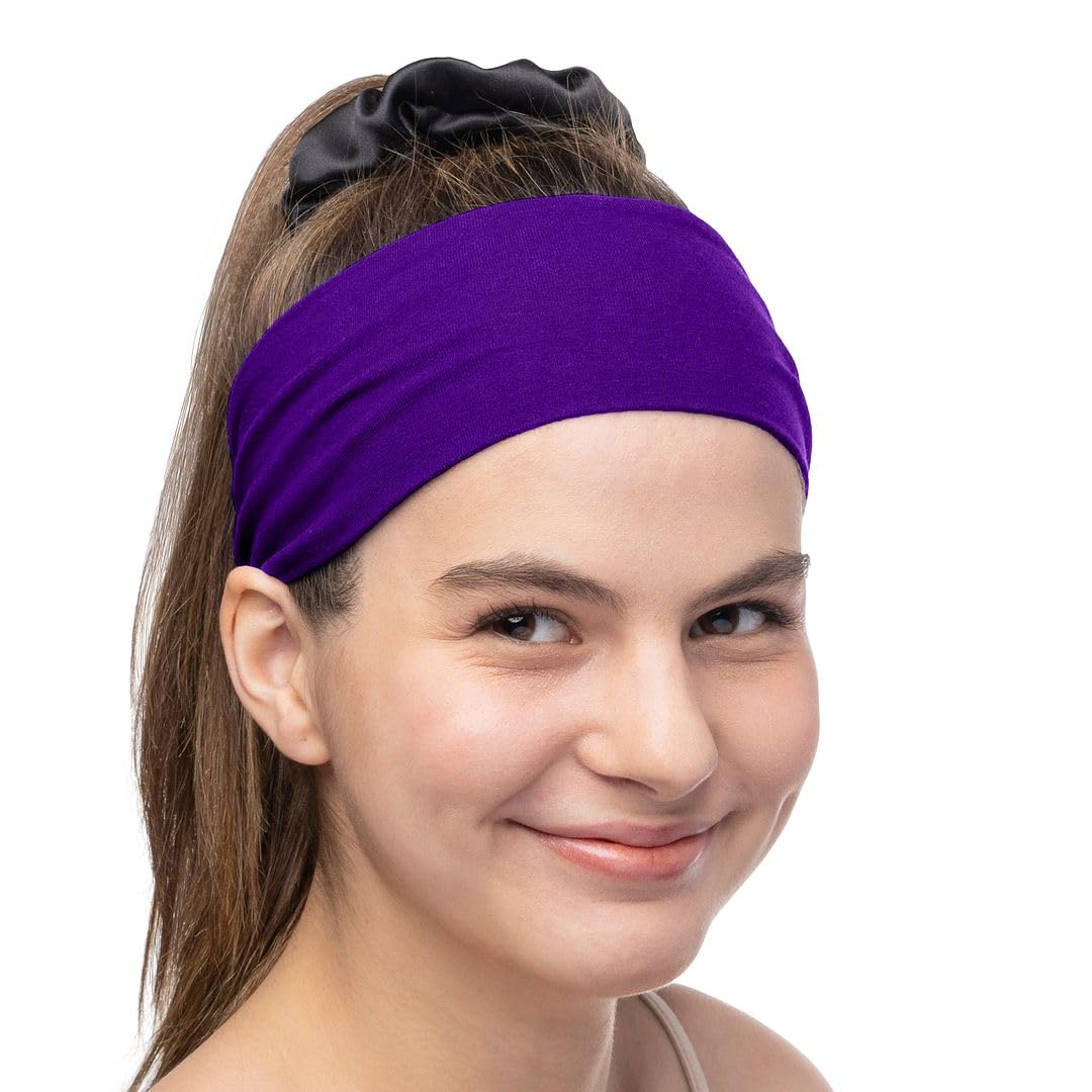 Women's Cotton Headbands Sweatbands 3" Wide Sports Fitness Yoga Fashion Made in USA