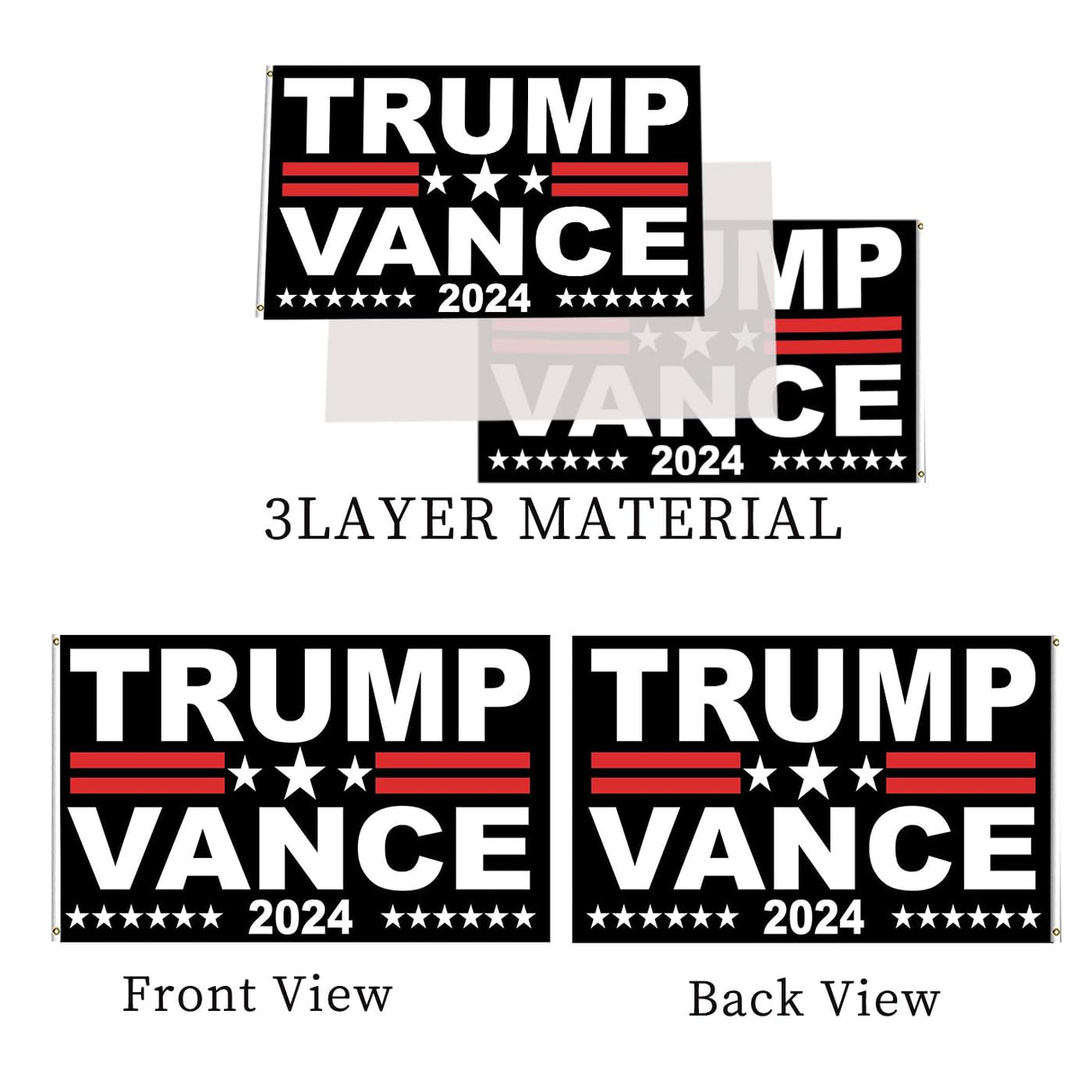 Trump Vance Flag 2024 Outdoor 3x5 Ft Double Sided Blue Trump Vance for President Flag Banner Made in USA Heavy Duty 3 Ply Thick Polyester Material with 2 Metal Grommets