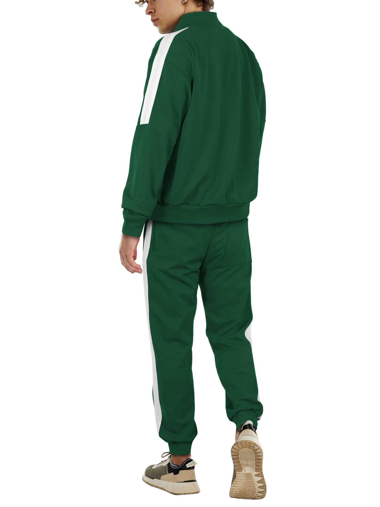Hat and Beyond Mens Made in USA Premium Track Jacket & Pants Striped Sweatsuit Athletic Casual Essentials Gym