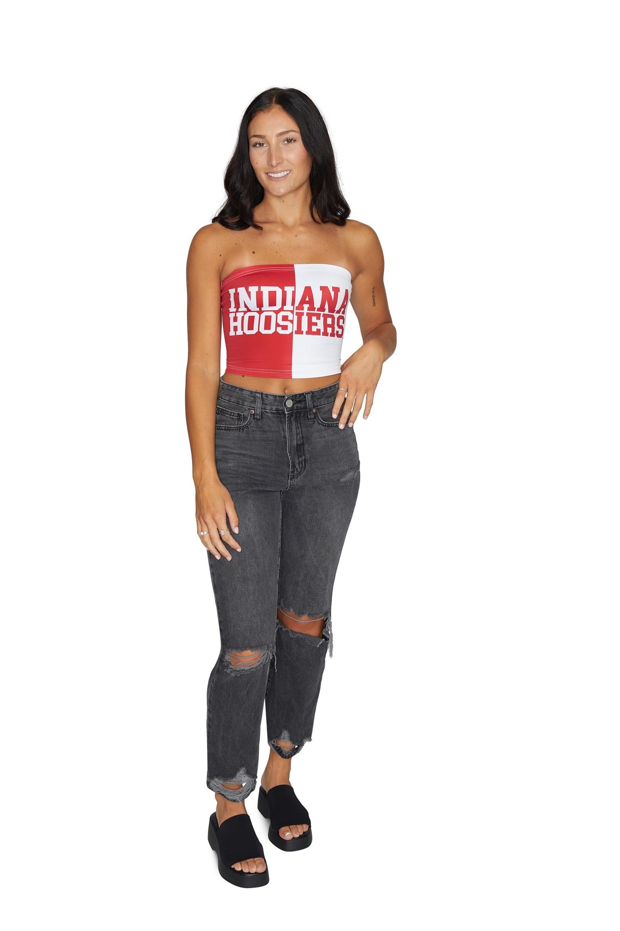 Lojobands Women's Tailgate Outfit College Two Tone Color Block Tube Top Made in USA One Size Fits Most
