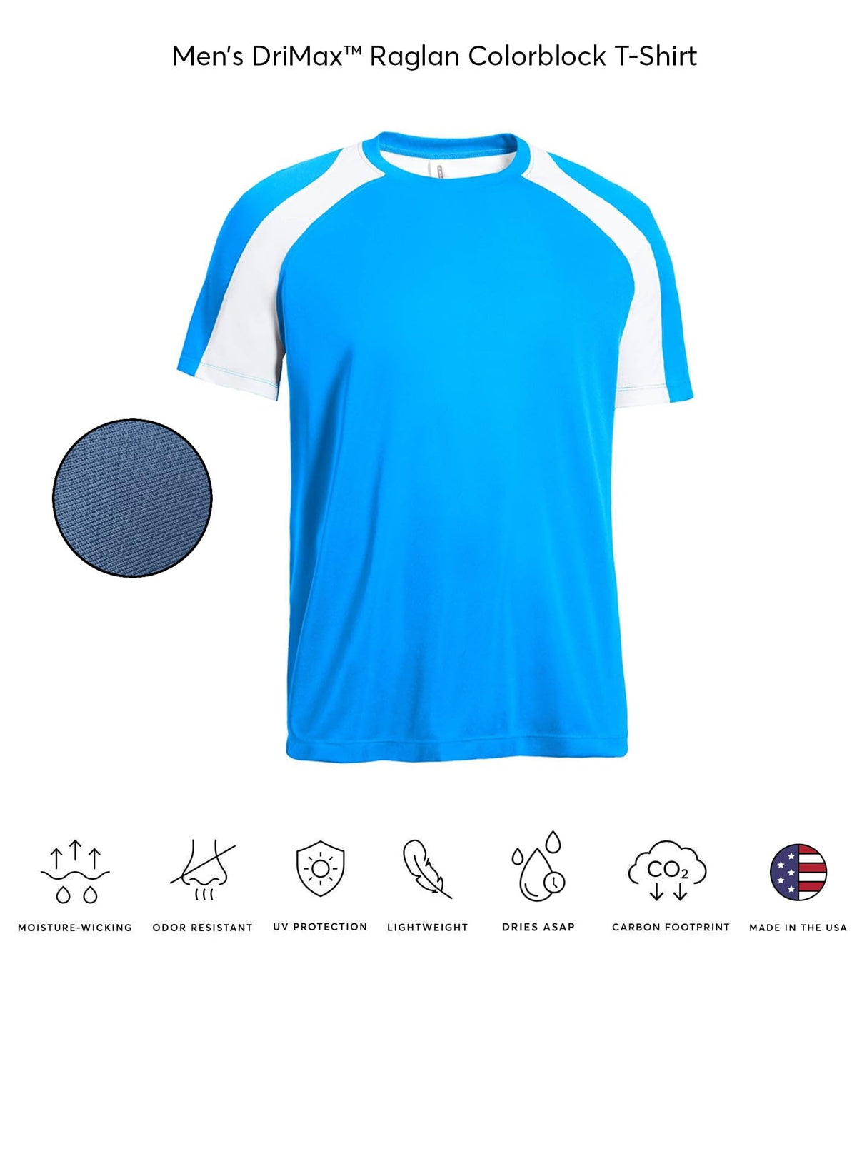 Expert Brand USA-Made Men's Drimax Dry Fit Raglan Colorblock Athletic T-Shirt