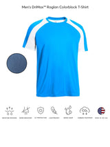 Expert Brand USA-Made Men's Drimax Dry Fit Raglan Colorblock Athletic T-Shirt