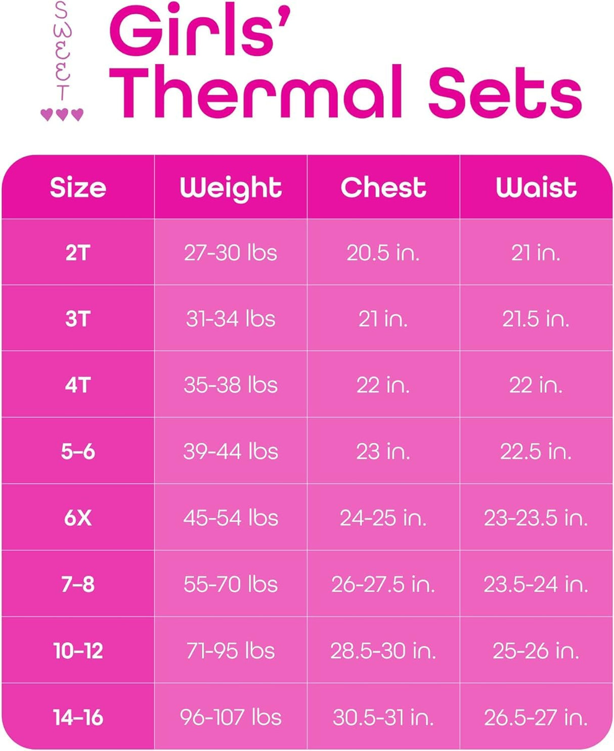 Sweet Hearts Thermal Underwear Set – 2 Piece Fleece Lined Top and Long Johns - Performance Base Layer Set: Made in USA